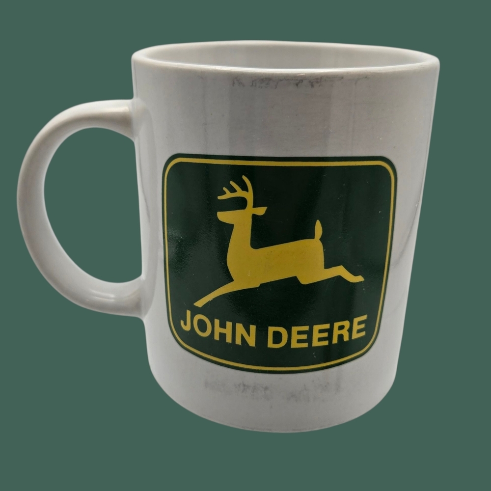 Vintage Gibson John Deere White and Green Mug